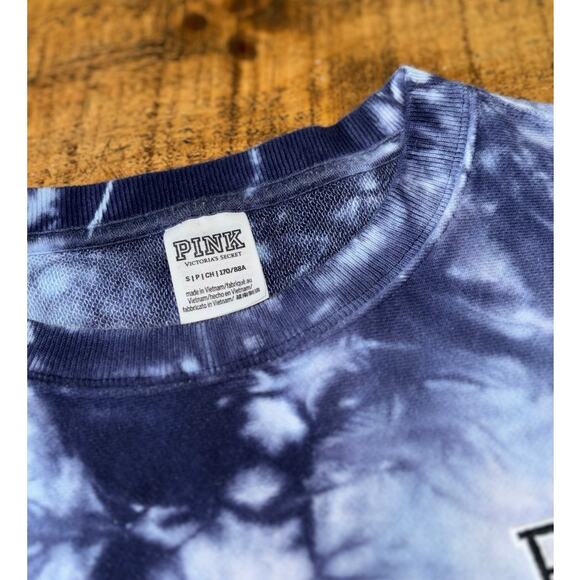 Womens Victoria's Secret PINK Blue White Cropped Style Long Sleeve Sweatshirt‎ S - Picture 5 of 9